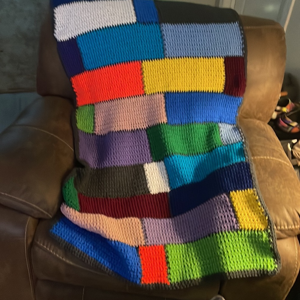 “Rubik’s Cube” Blanket for One- crochet Homemade by JulzyRaye- multi-colors - Picture 9 of 12